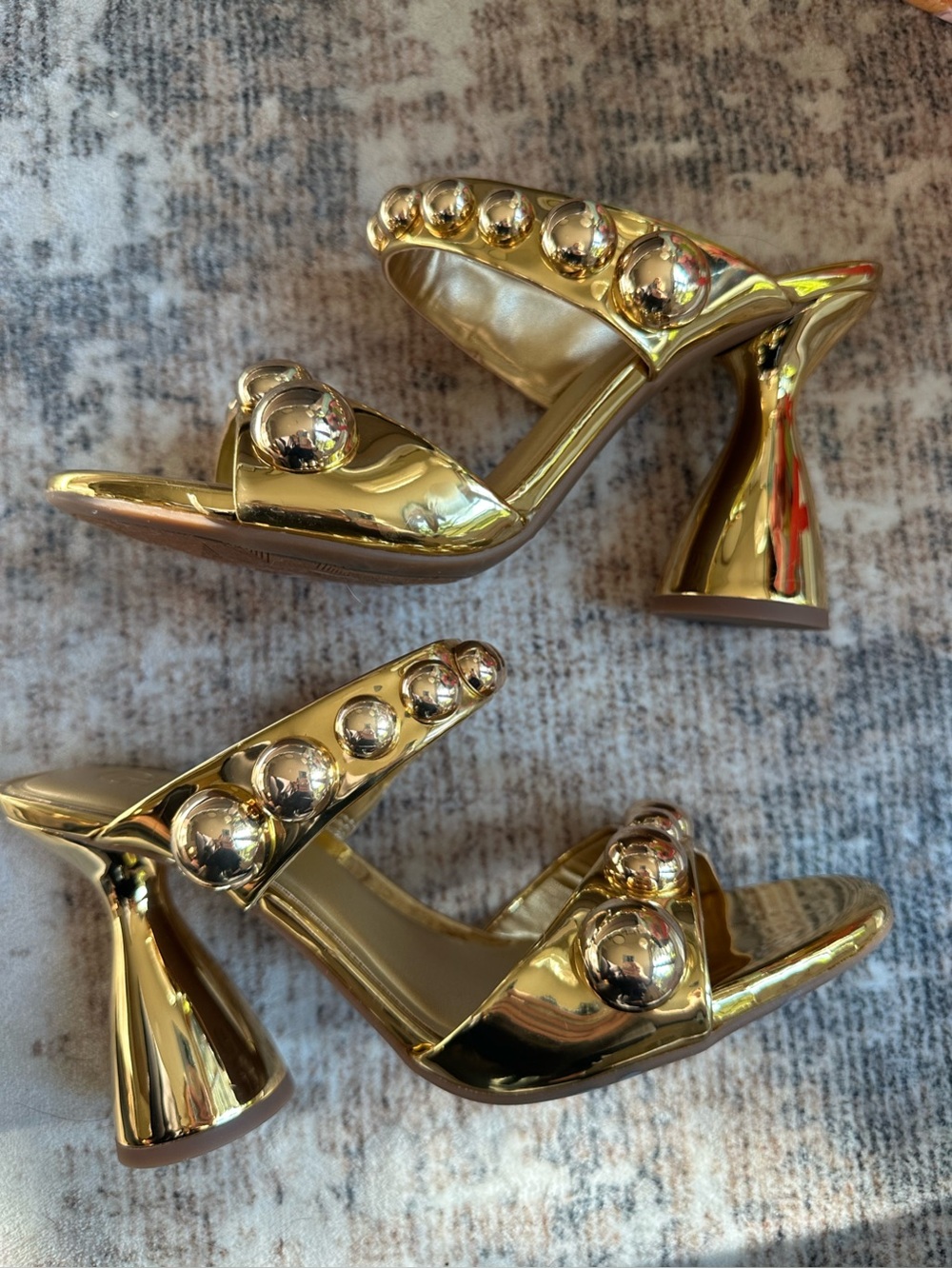 GB Newsflash Metallic Ornament Dress Slide Sandals – Gold – Size 8.5 – NWT - Picture 4 of 10